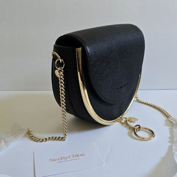 See by Chloe Mara Leather Saddle Crossbody Bag Black - Picture 3 of 11